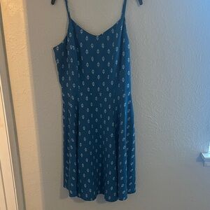 Old Navy Teal Blue Mini Dress with White Diamond Print